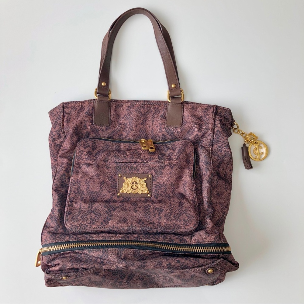Juicy Couture Snakeskin Print Nylon Travel Tote